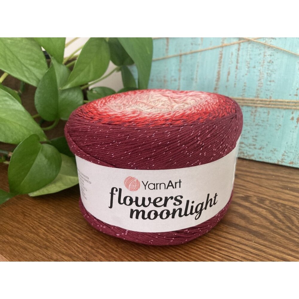 Flowers Moonlight Glitter Cotton Yarn Soft Rainbow Crochet Metallic Lurex Pink